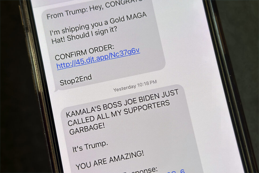 Trump Text Ping! Harris and Trump are blowing up your phones with political texts ...
